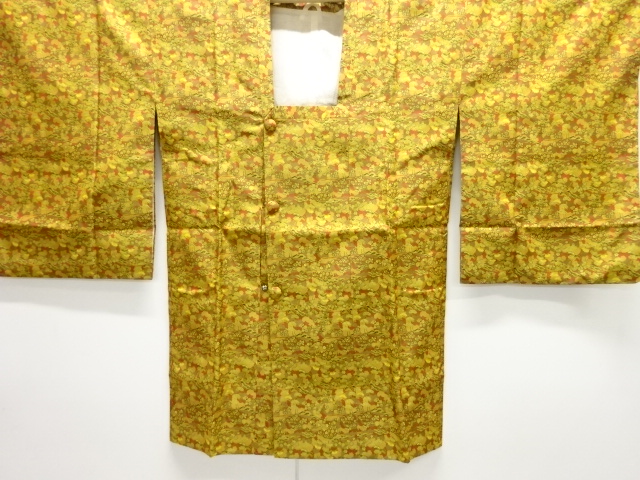 遠山に草花模様織り出しお召道行コート